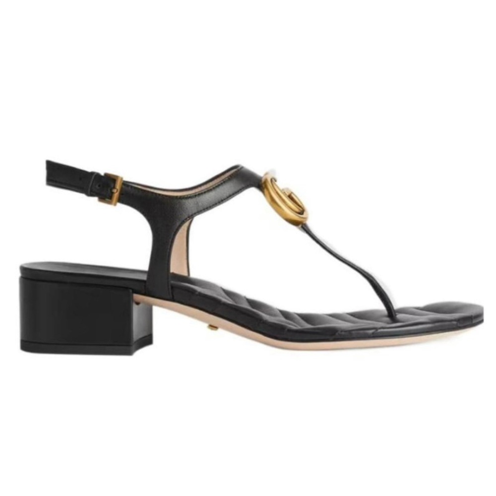 GUCCI Marmont GG logo leather thong sandals - Picture 3 of 5